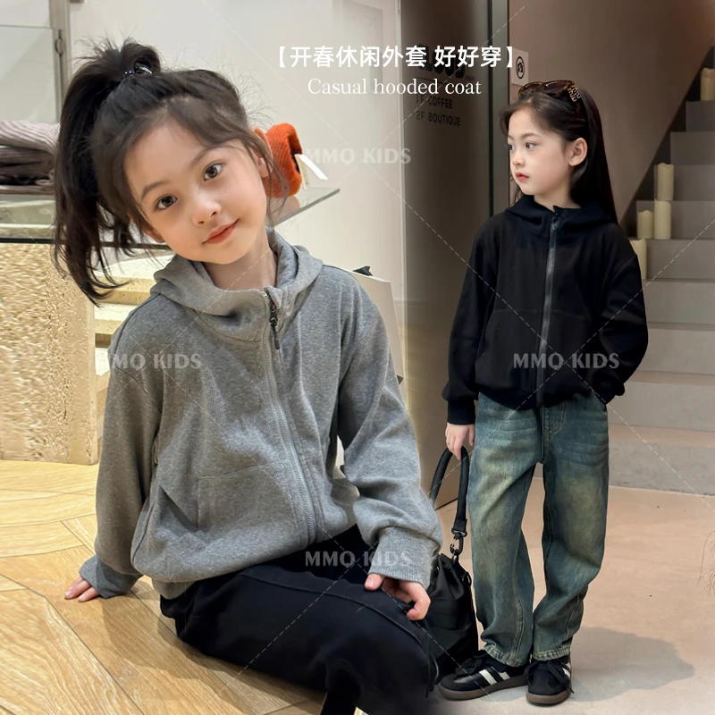 【现货-神仙姐姐款】女童拉链开衫连帽外套春季中大童百搭童装上衣