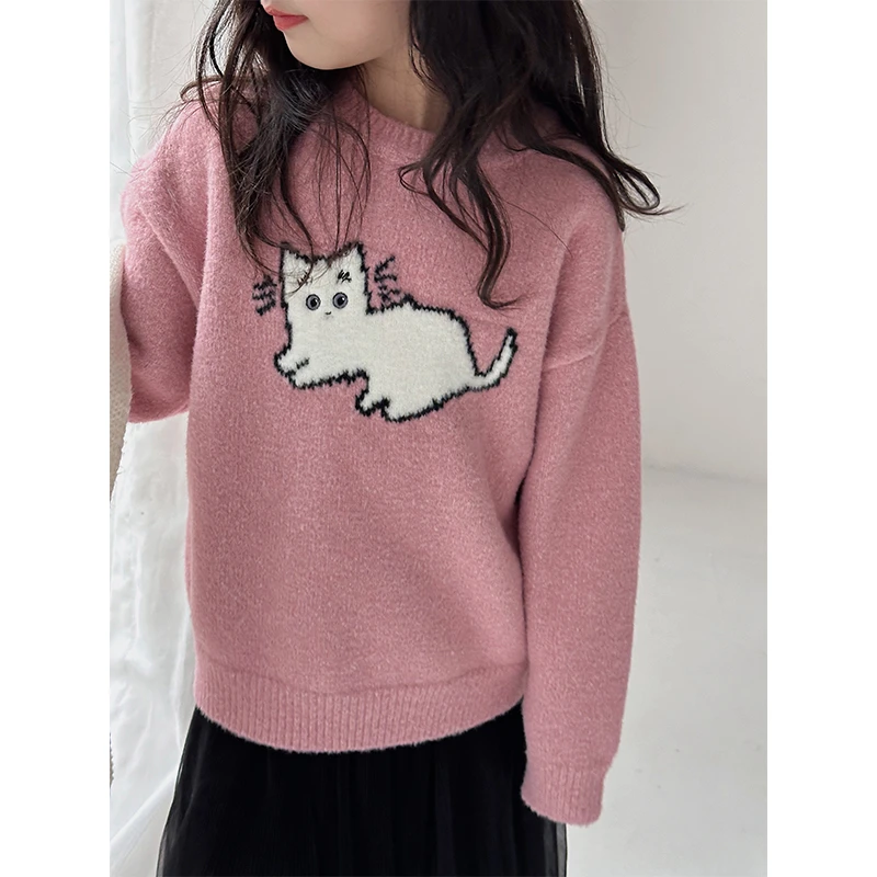 麦麦秋【现货-一眼迷上】母女亲肤磨毛圆领毛衣女童冬细腻针织衫