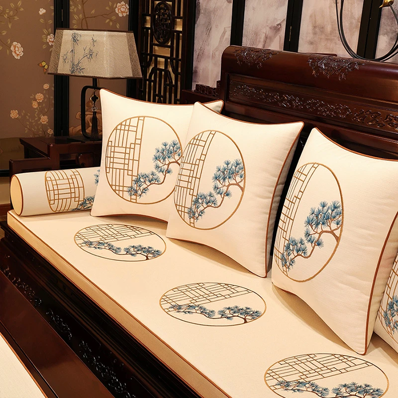 【松山柏悦】新中式红木沙发坐垫定制实木罩套轻奢罗汉床垫四季防滑