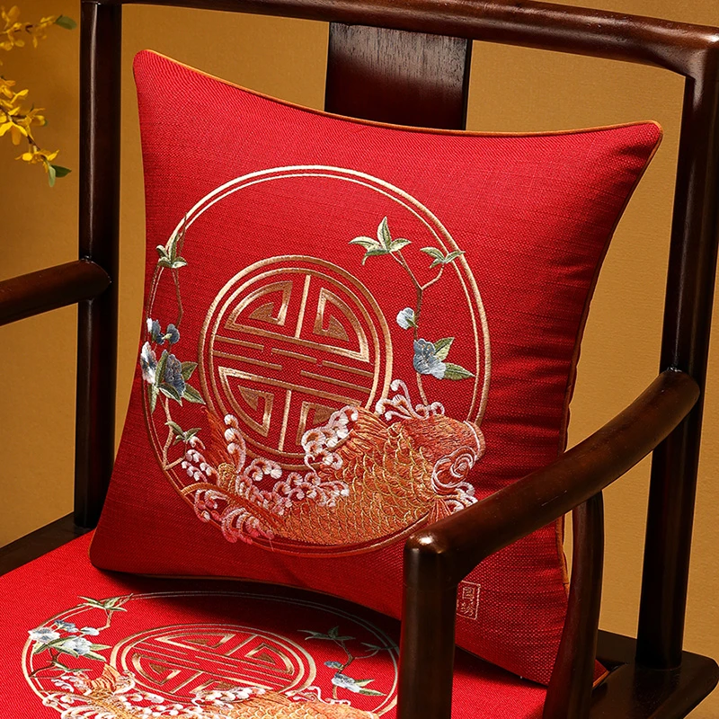 【锦跃龙门】新中式抱枕靠垫套中国风抱枕套含芯床头靠背办公椅腰枕