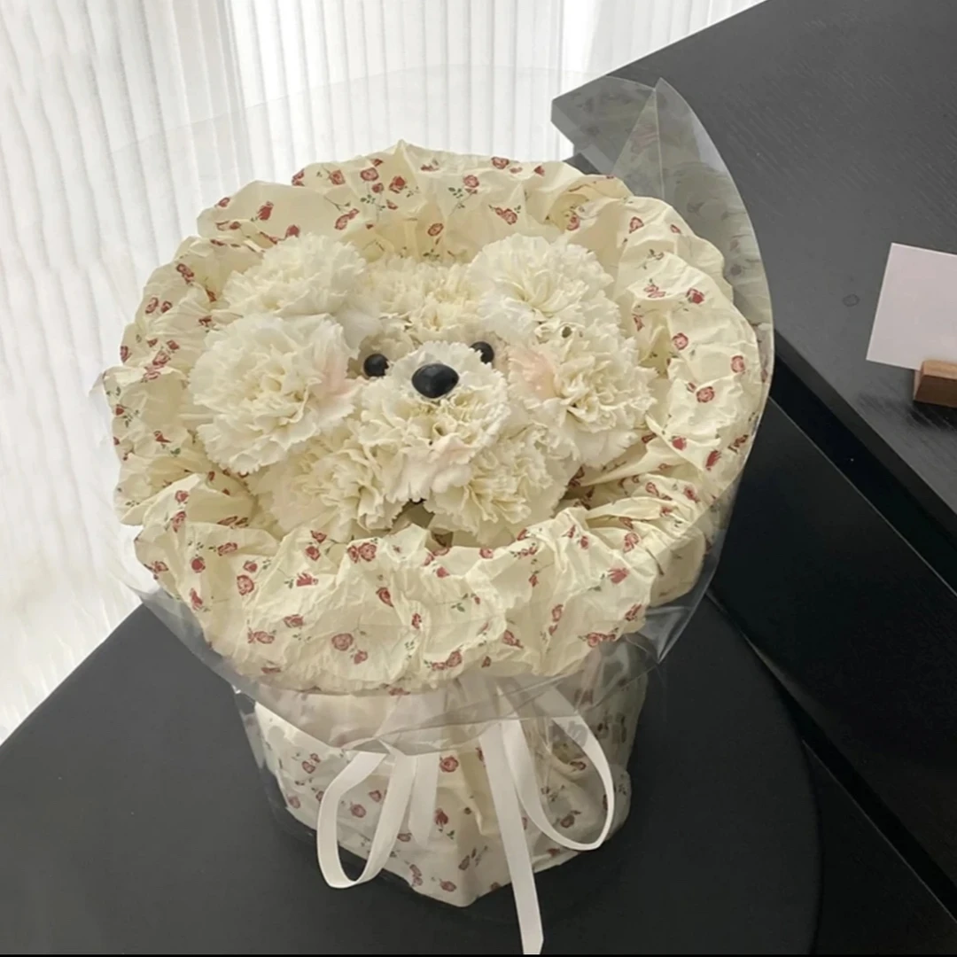 小狗花束凯蒂猫DIY材料纸质仿真花康乃馨花束材毕业季情人节礼物