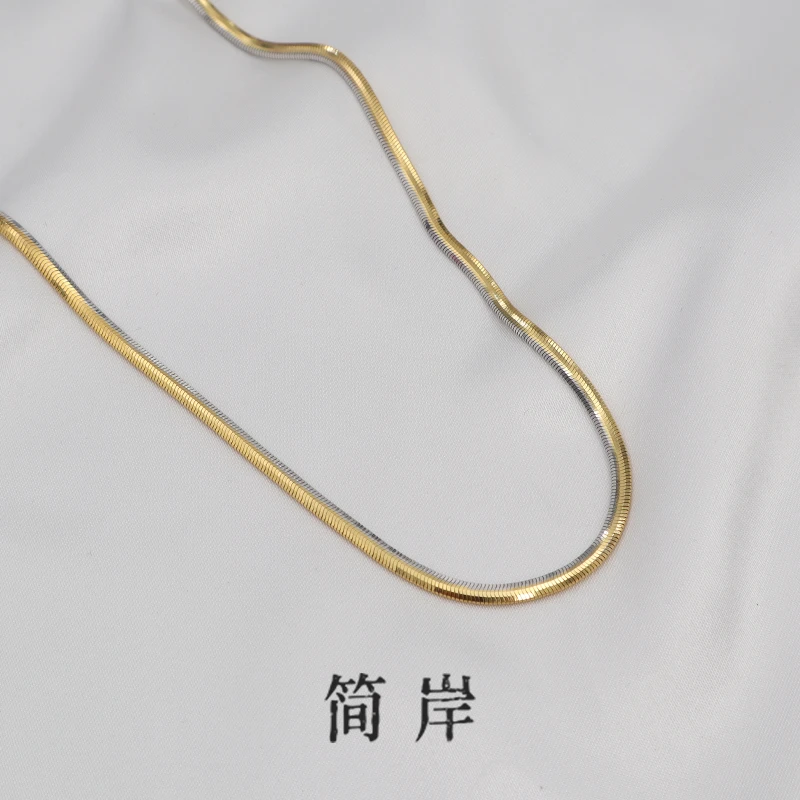 jeshore/简岸 坠链均925银 时尚简约百搭春夏双色软蛇骨项链
