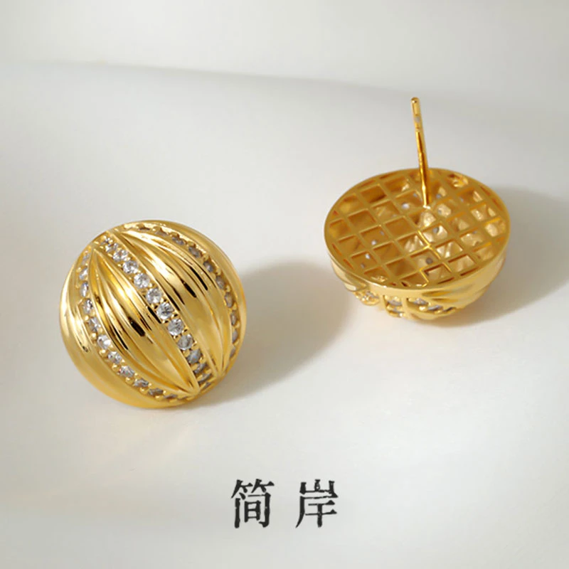 jeshore/简岸 925银耳饰 金丝南瓜球耳钉