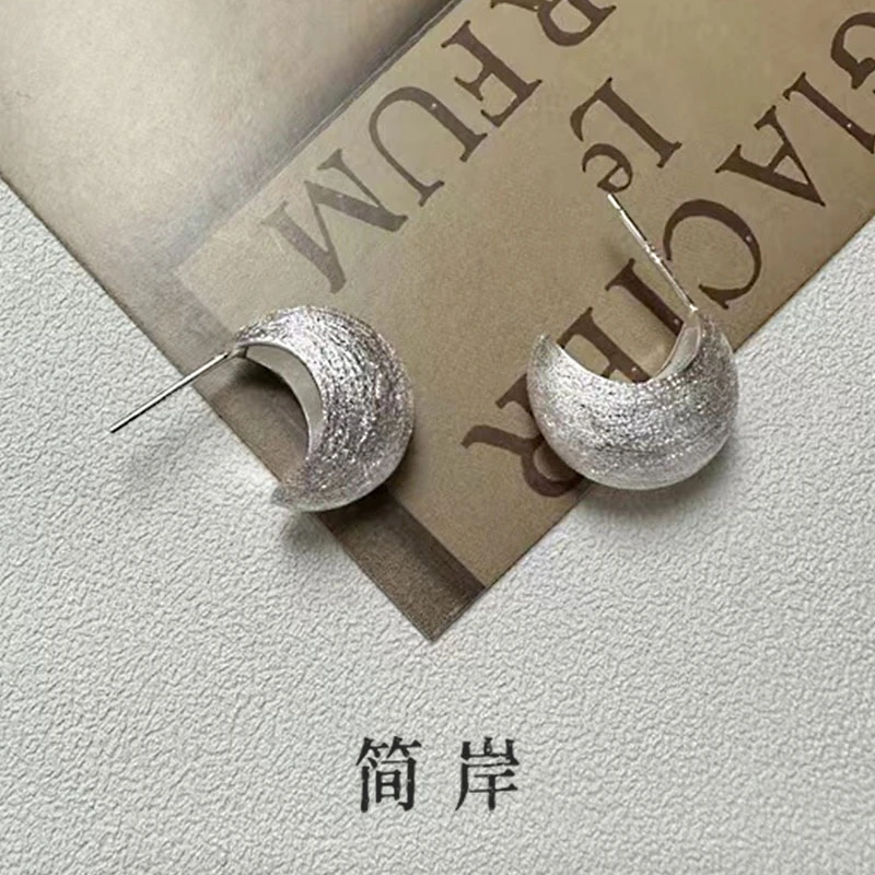 jeshore/简岸 925银耳饰 弧形拉丝耳环气质磨砂轻奢