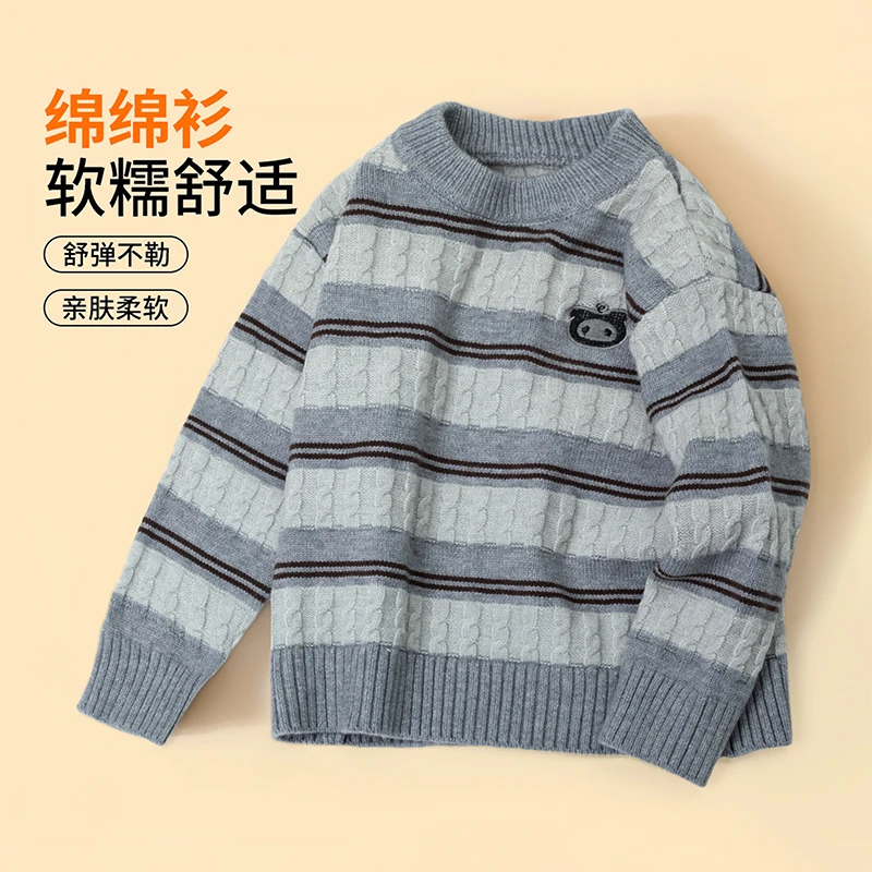 PEPCO/小猪班纳儿童加厚撞色条纹毛衣秋冬季2024新款时尚针织衫