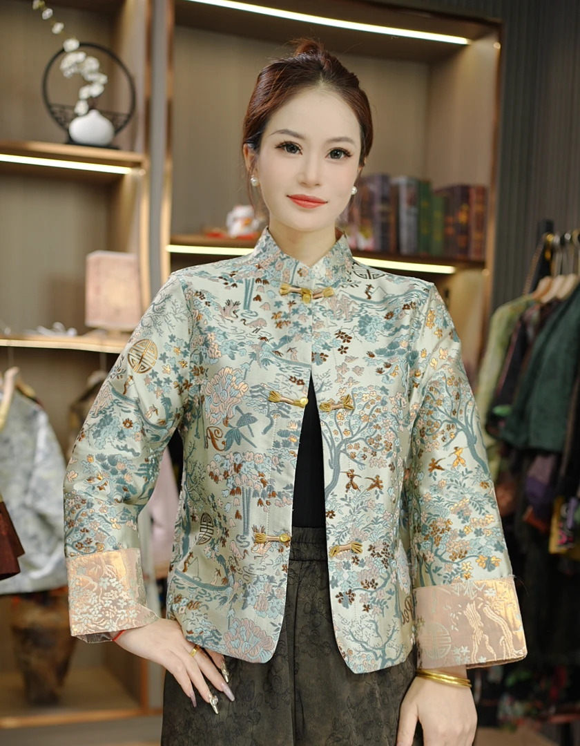 【伯虎说9073】发财树*新款气质百搭新中式时尚外套