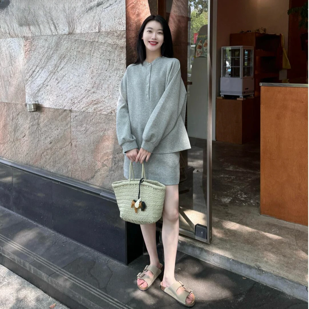 【花漫高墙】韩版通勤女装高级感宽松时髦大气上衣短款减龄显高裙子