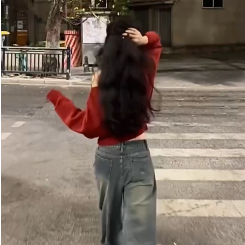 服装秋冬新款时尚简约气质针织长袖舒适软糯上衣百搭修身直筒裤子