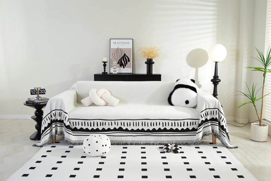 留白·简约沙发毯盖巾全盖耐猫抓防滑沙发巾四季通用全铺全盖纯色