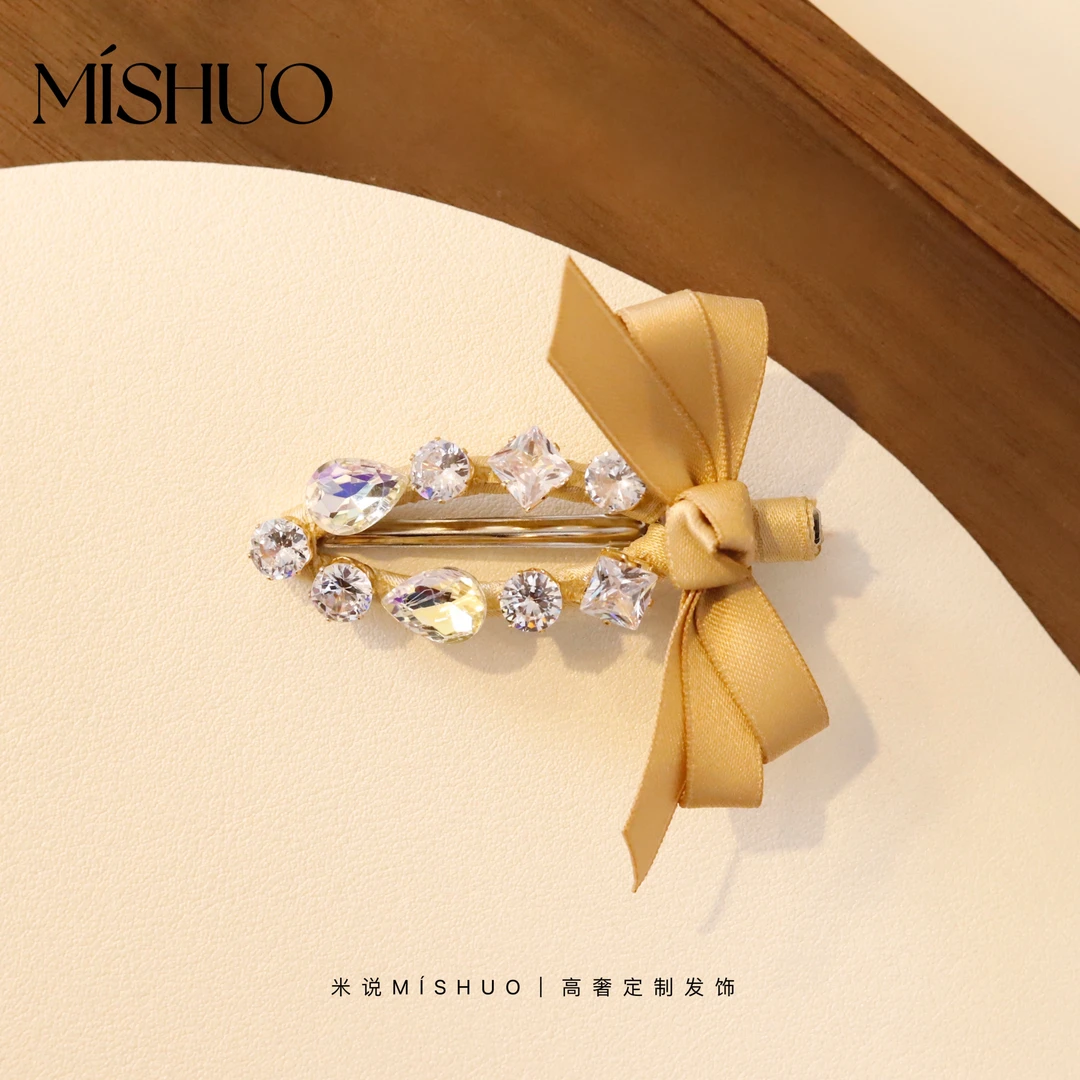 【148】韩版简约工艺款满钻蝴蝶结边夹