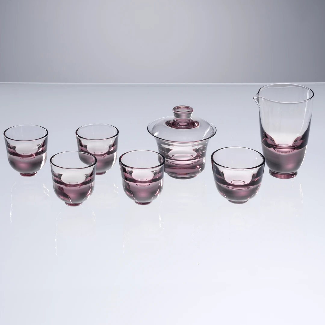 仓一艺术空间【海天霞】高档中式创意意式轻奢水晶琉璃艺术茶具摆件