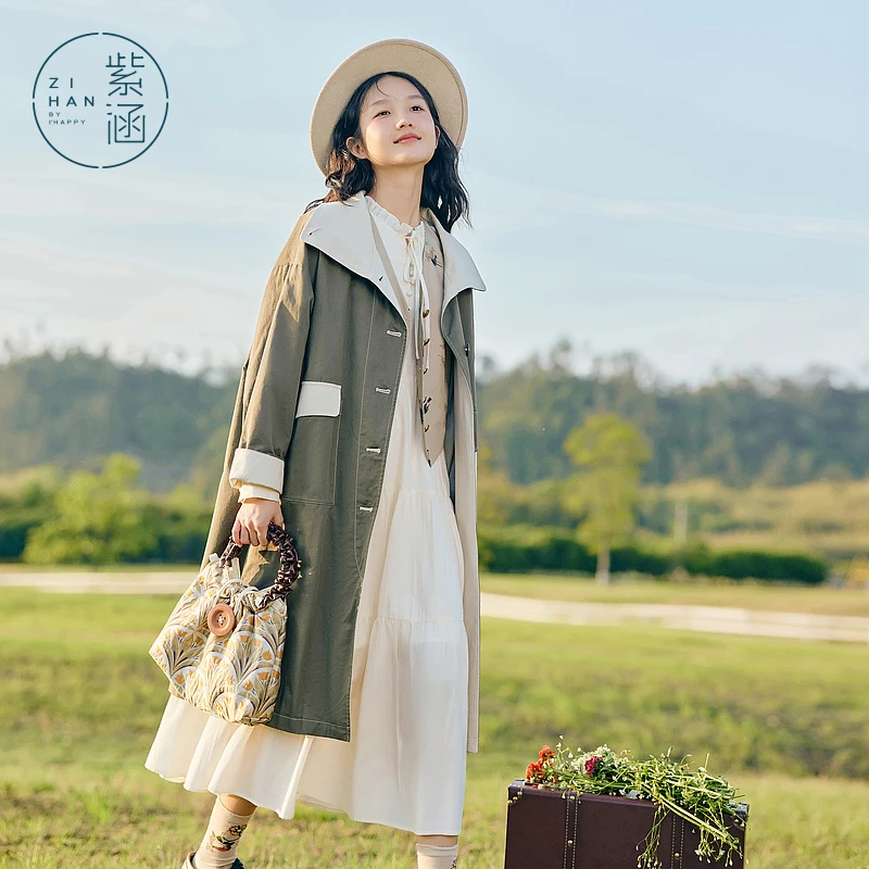 紫涵茧型中长款风衣女秋季新款洋气外套薄款春秋Z3Z07BS282