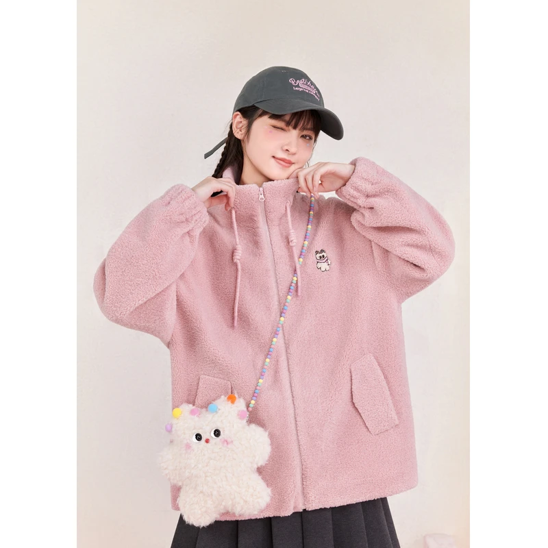 【奶噗噗联名】紫涵仿羊羔毛外套女冬季新款宽松简约Z4Z09CS080