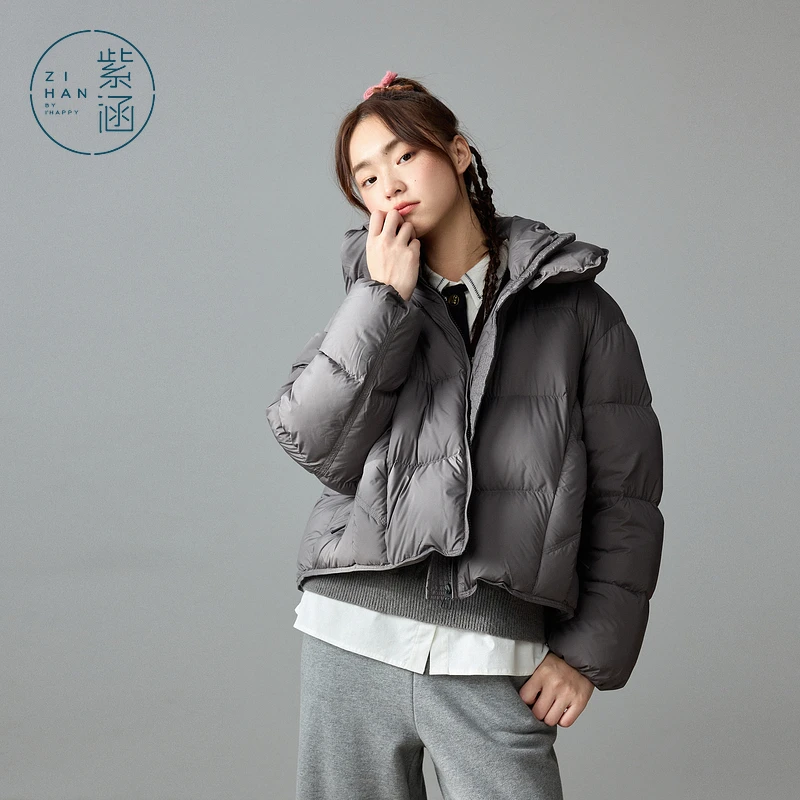 紫涵短款连帽羽绒服外套女冬新款轻柔保暖面包服Z4Z10AW544