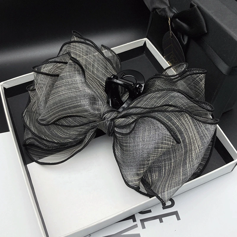 发卡发夹女瑰则多层蝴蝶结灵动光泽感抓夹超大号后脑勺盘发夹子