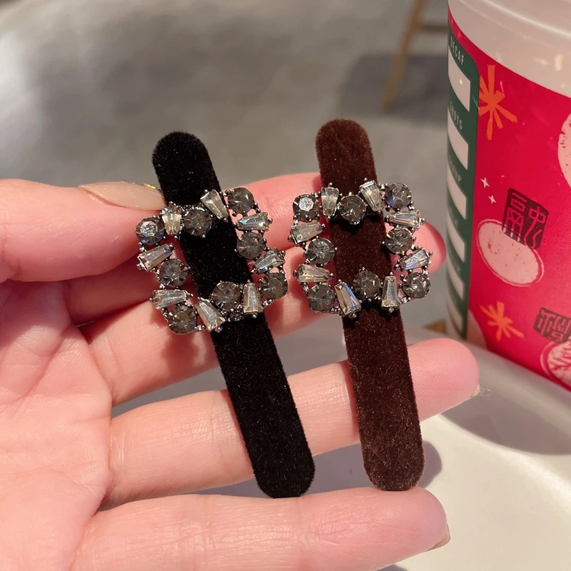 镶钻丝绒一字夹高级感气质时尚夹刘海夹简约森系侧边夹发夹发卡新