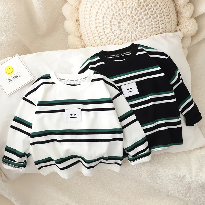 童装儿童秋装男童条纹卫衣宝宝2023春秋季新款小男孩打底衫上衣潮