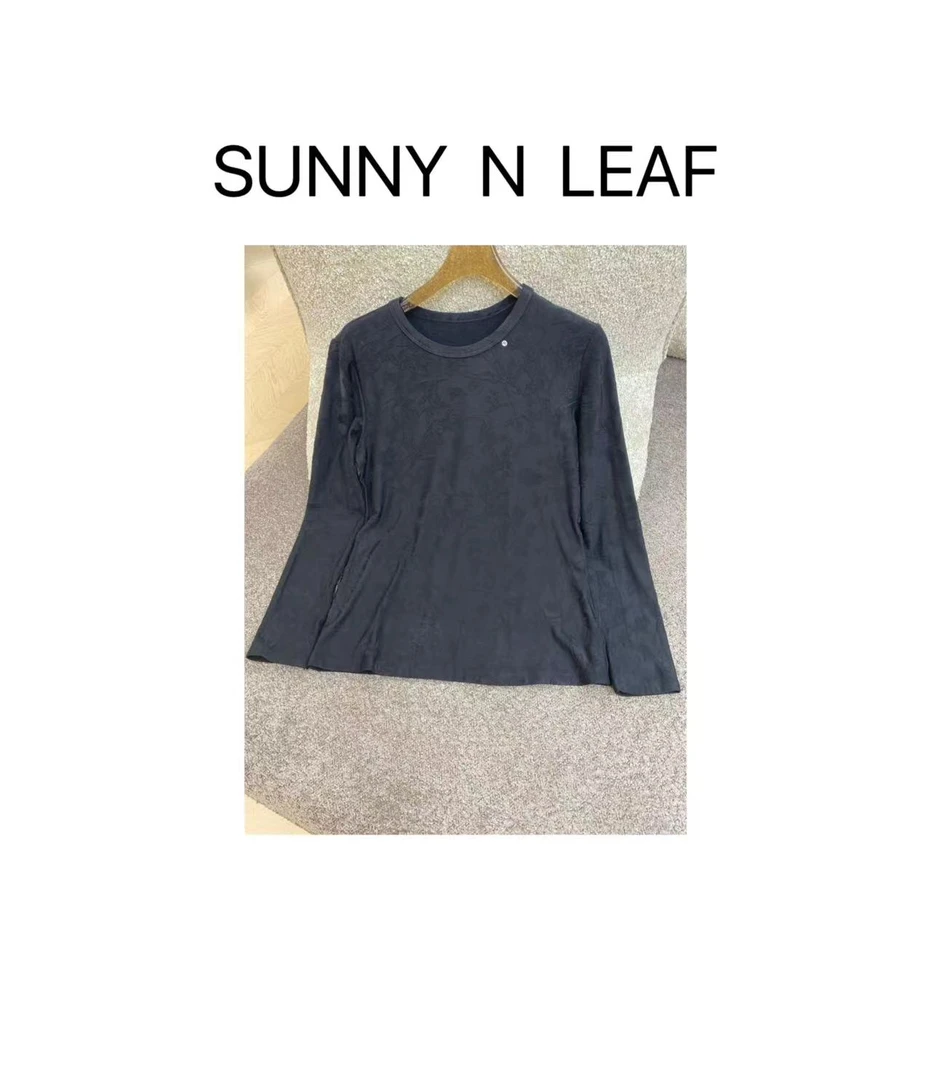 SUNNY N LEAF 秋冬刺绣提花抓绒长袖T恤 SJXTD42365
