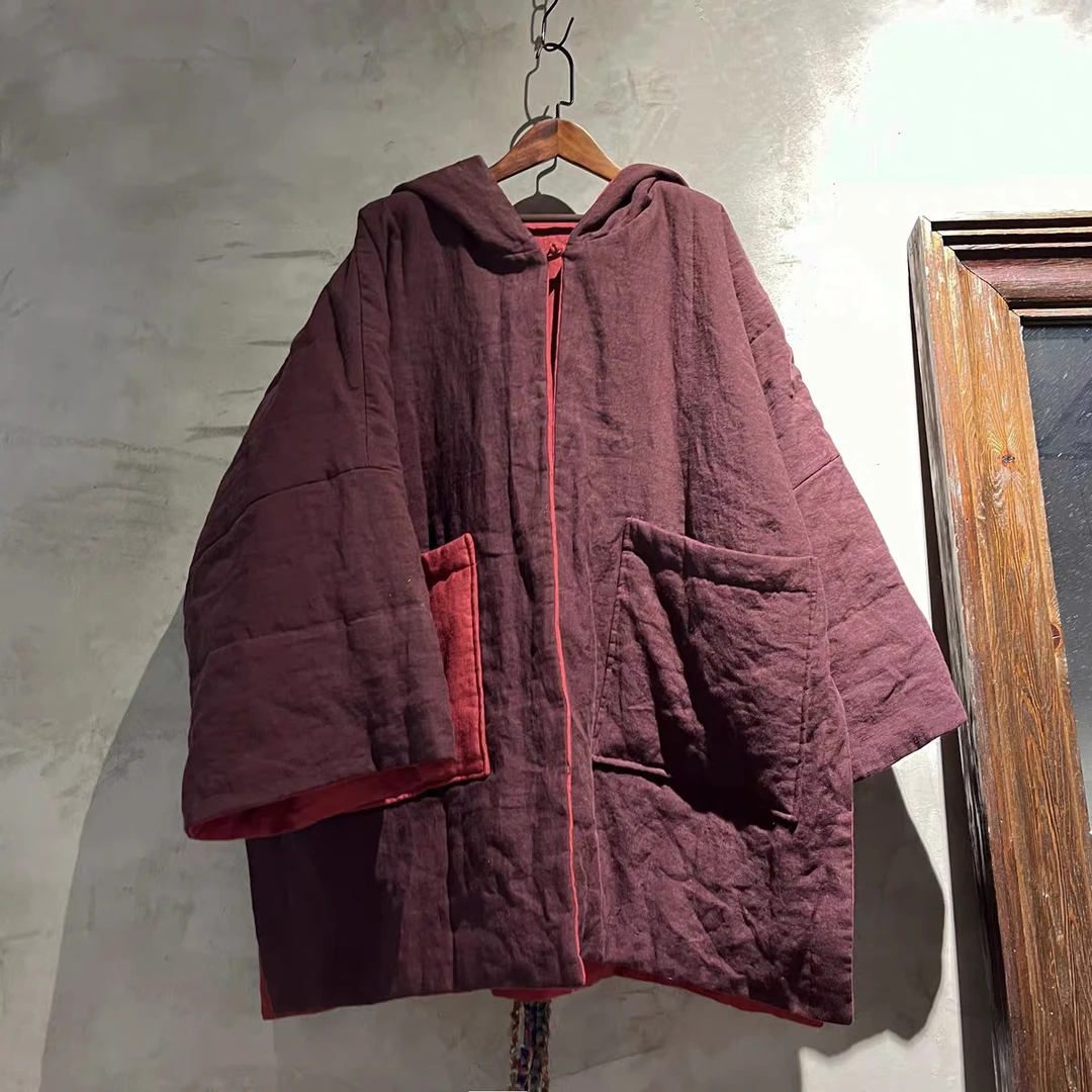 苏沐布衣沉香布衣草堂 两面穿连帽棉服样衣*