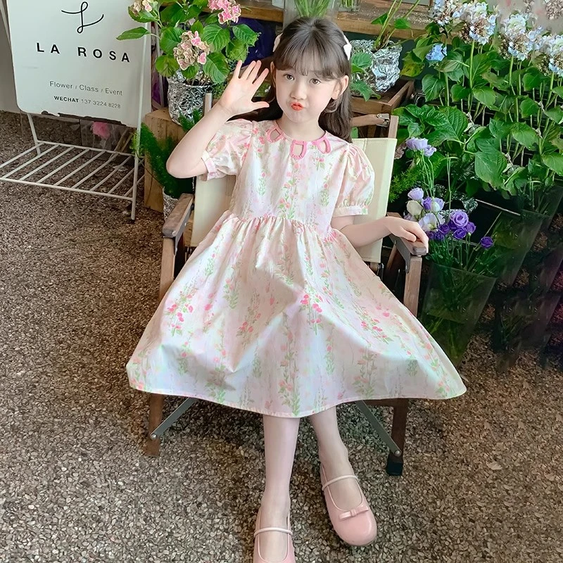 女童夏季裙子2025新款小女孩夏装连衣裙休闲百搭女大童裙子洋气潮