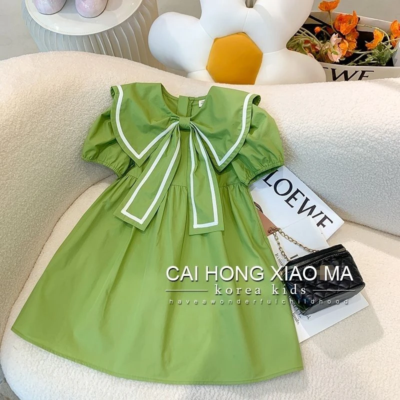 夏款小清新森系泡泡袖女童连衣裙新款上新休闲宽松版网红女孩公主