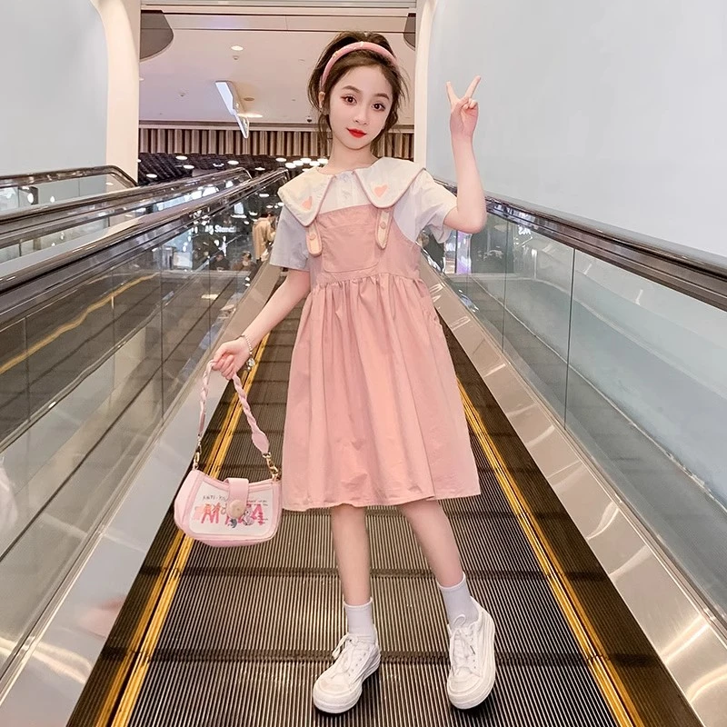 女童连衣裙夏装洋气2024新款儿童韩版网红背带裙大童夏季公主裙子