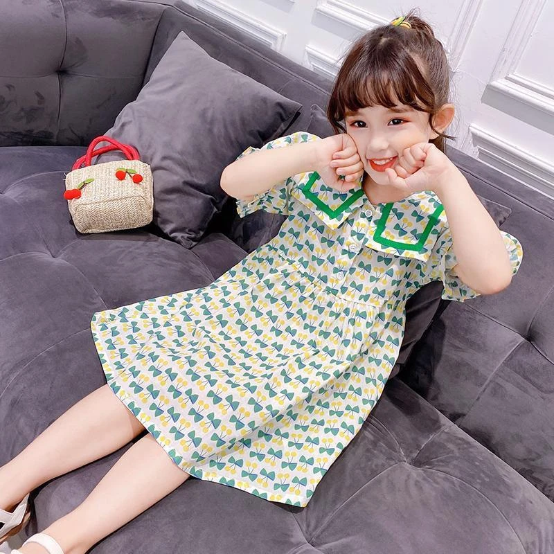 女童连衣裙夏装2024新款夏季童装女中大童短袖裙子儿童洋气娃娃裙