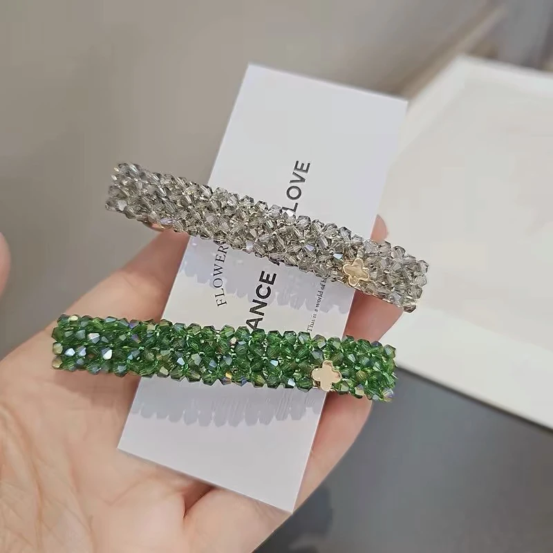 耀我手工编织工艺水晶百搭弹簧夹