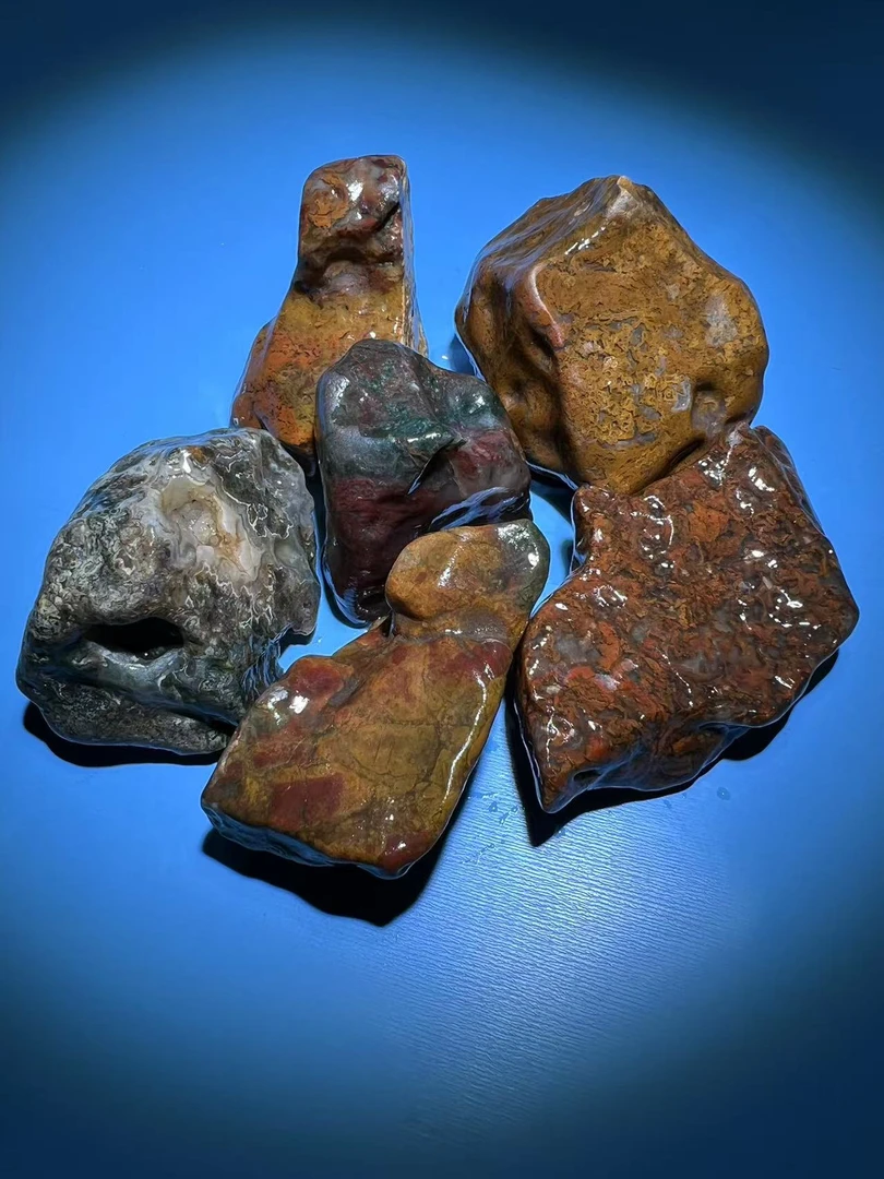 阿拉善戈壁石摆件奇石盆景五彩异形石头