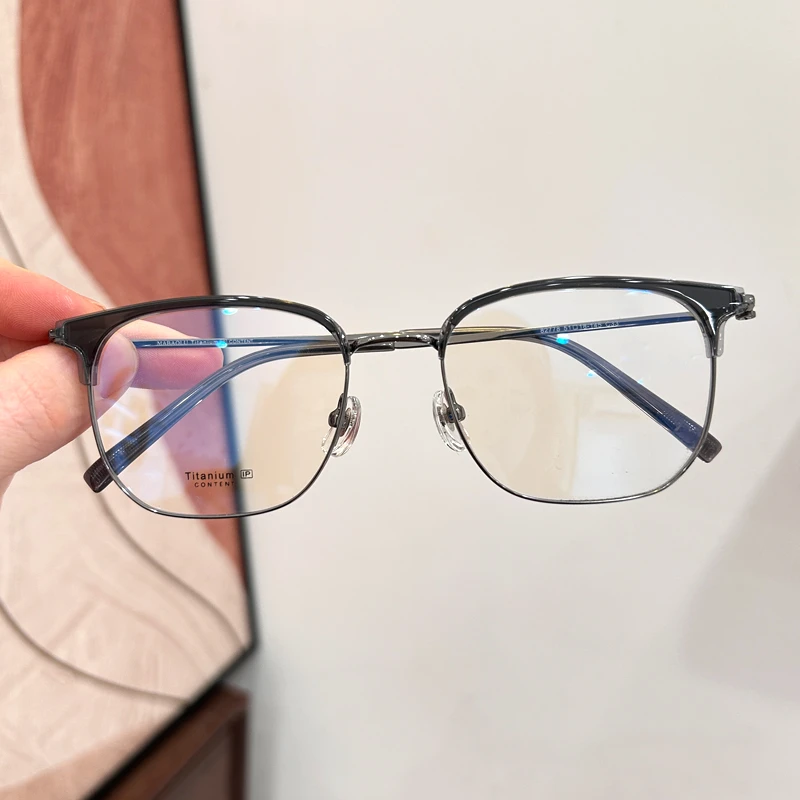 精简男款眉毛架近视眼镜框架大气质感灰经典黑框可配近视有度数