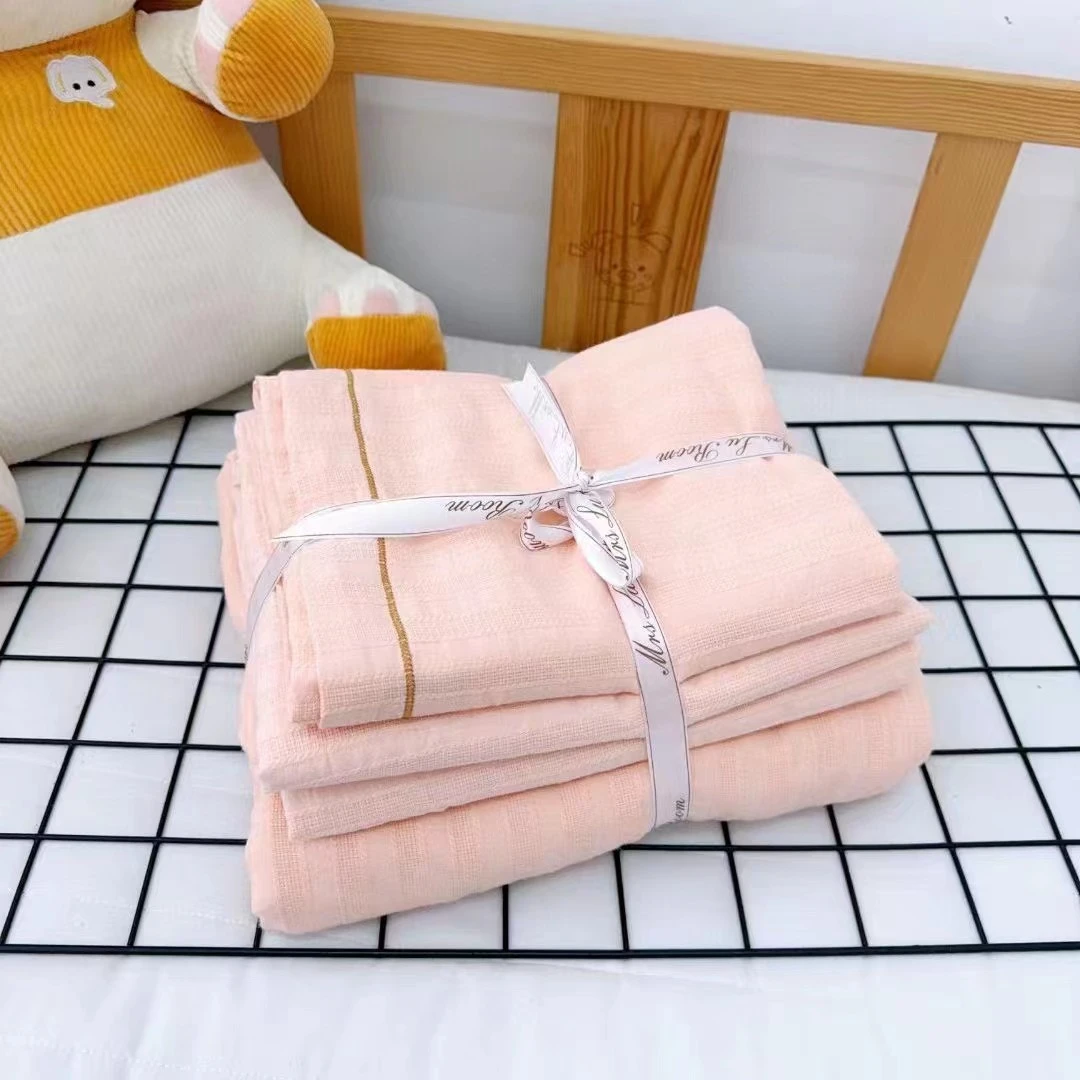 （四件套）60支提花软糯全棉100棉草木染双层纱四件套（新）