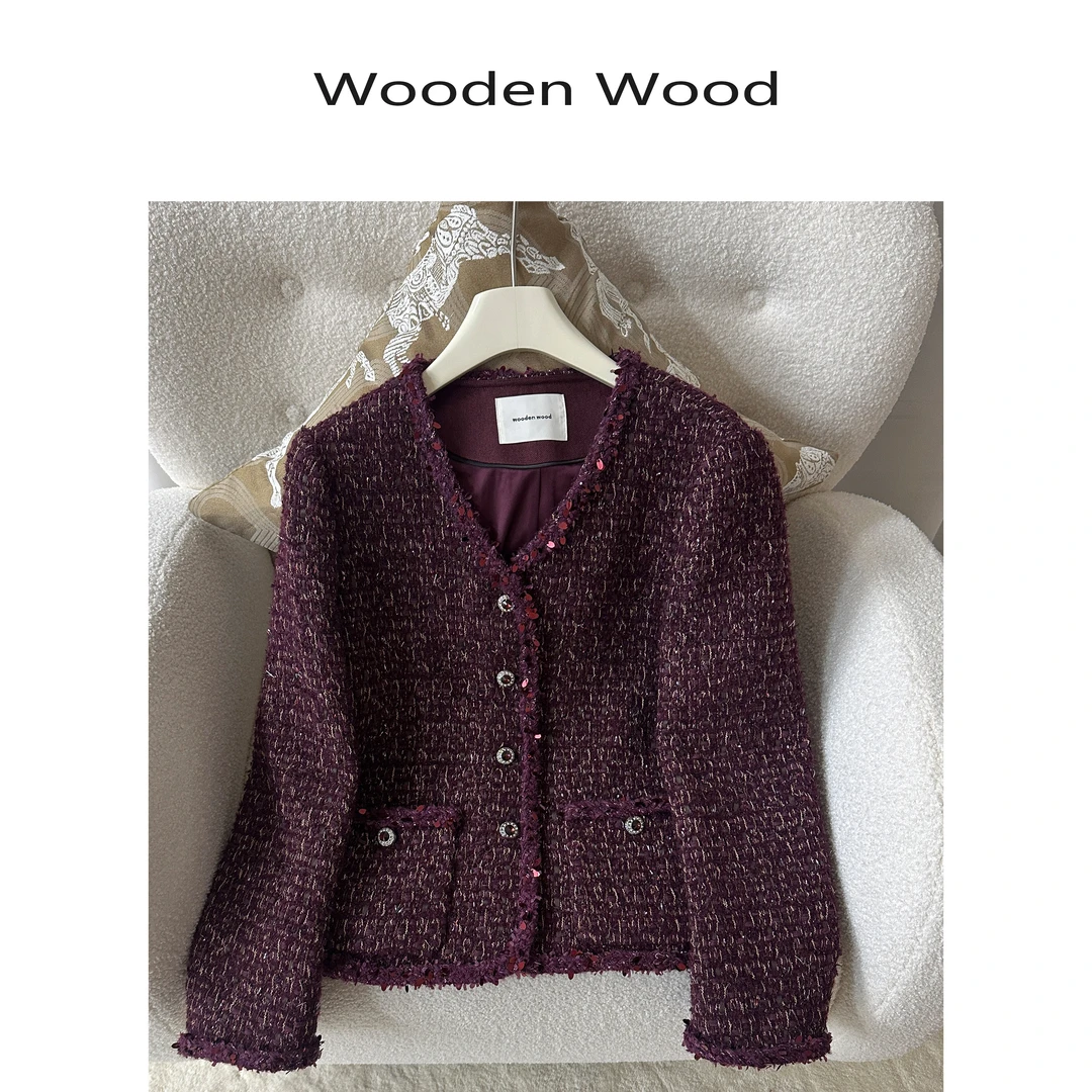 Wooden Wood“年会战袍”高端安哥拉红小香系外套W24QS1048