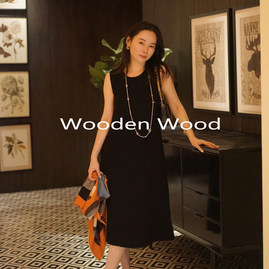 Wooden Wood “多面优雅”Row风极简美丽诺咩咩毛背心连衣裙6102