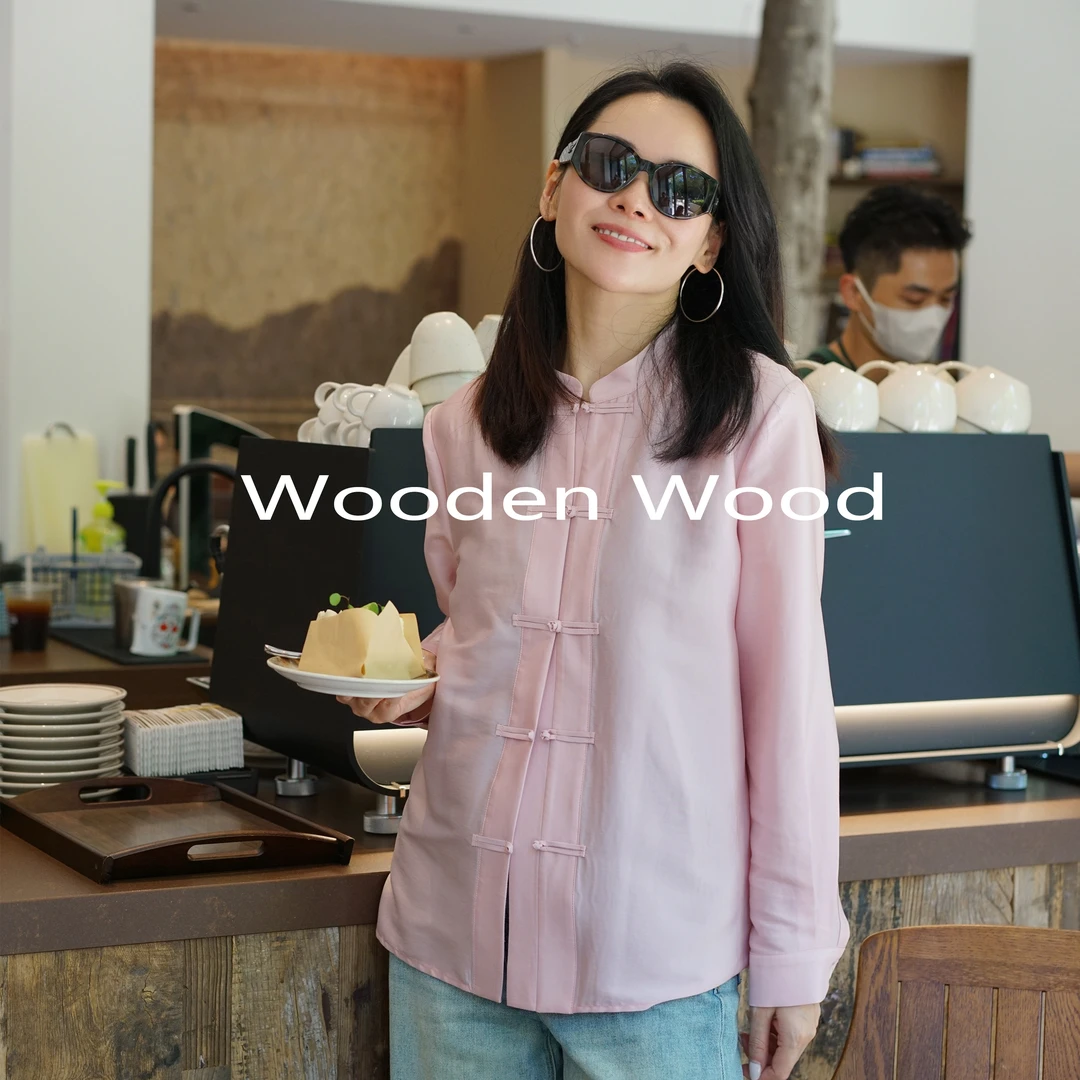 Wooden Wood“桃之夭夭”新中式重磅醋酸衬衫气质小众高级S23357