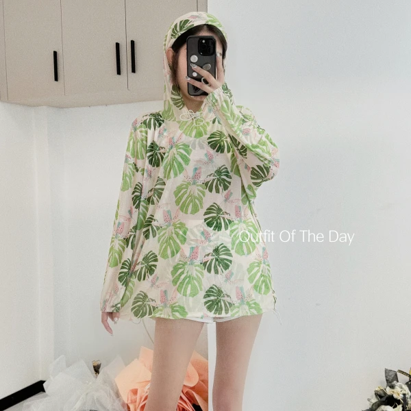 爆款长袖防晒透气速干胖mm分体四件套遮肉显瘦海边度假高能感泳衣