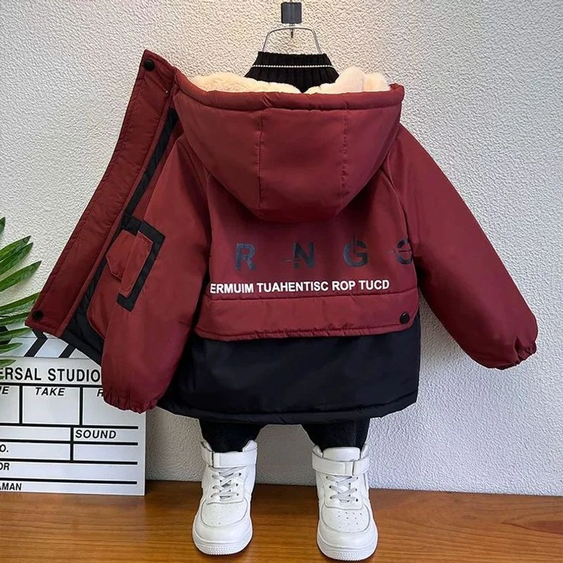 儿童棉服男童冬装加绒外套2024新款宝宝秋冬季加厚派克服保暖棉衣