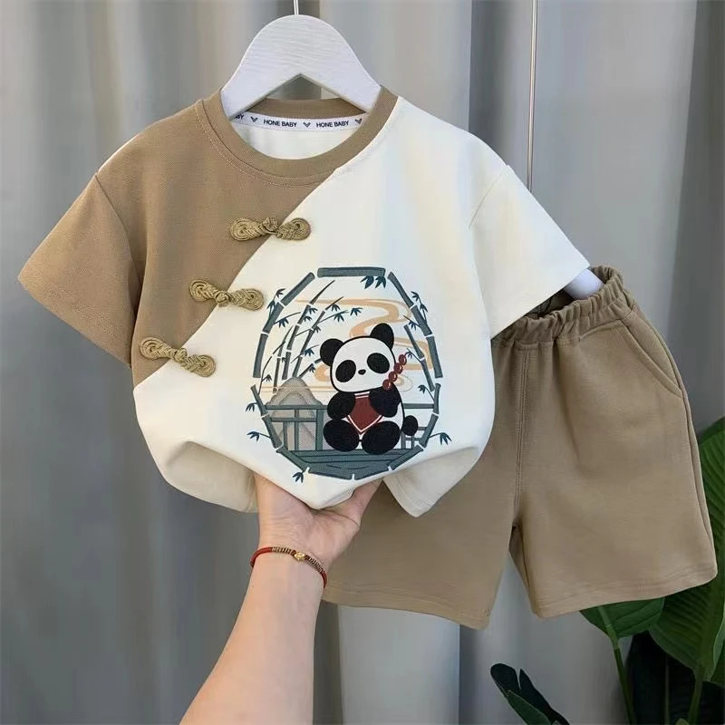 男童汉服套装2024新款夏季夏装中式唐装小儿童古装中国风短袖衣服