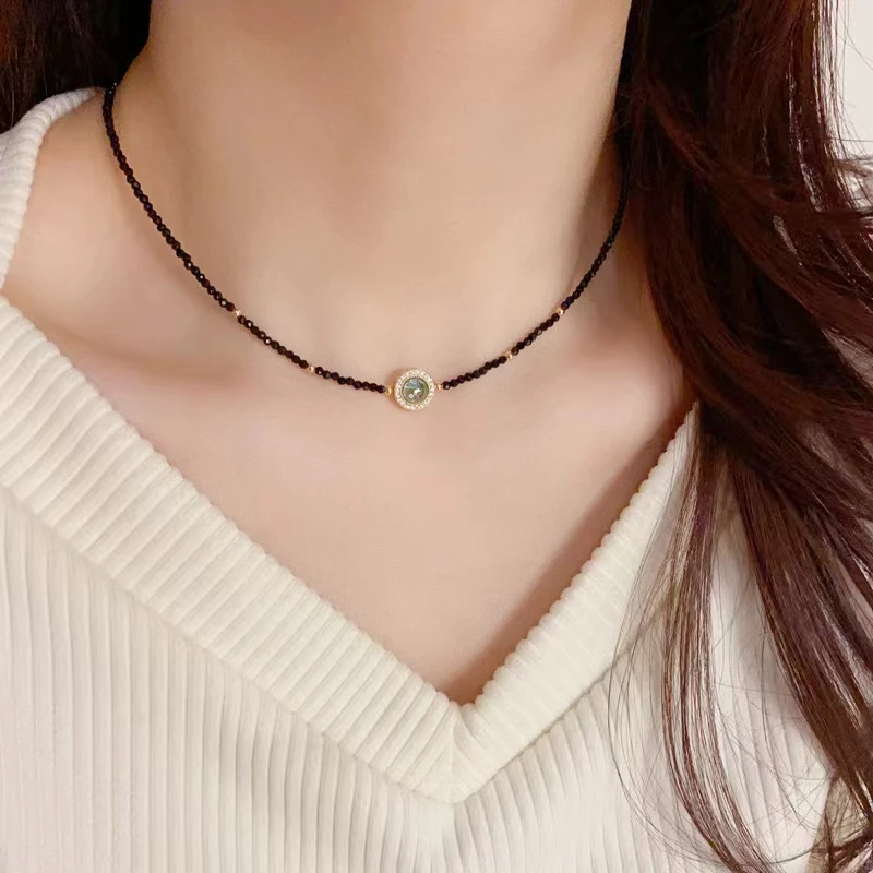 铜合金合成锆石项链 设计感时尚百搭轻奢气质项链毛衣链768