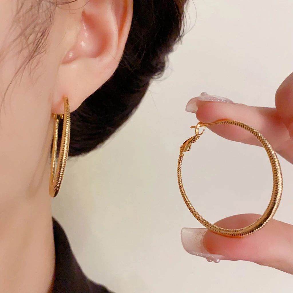 铜合金珐琅耳饰 个性时尚气质百搭冷淡风金属大耳圈263