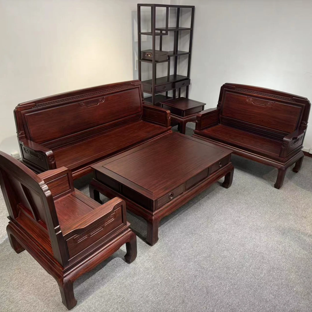 酸枝木中式和鸣沙发123五件套全实木客厅雕花榫卯结构沙发