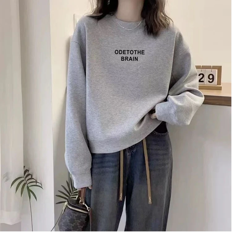 秋冬季爆款圆领卫衣女士新款欧货宽松休闲套头长袖纯棉打底衫上衣