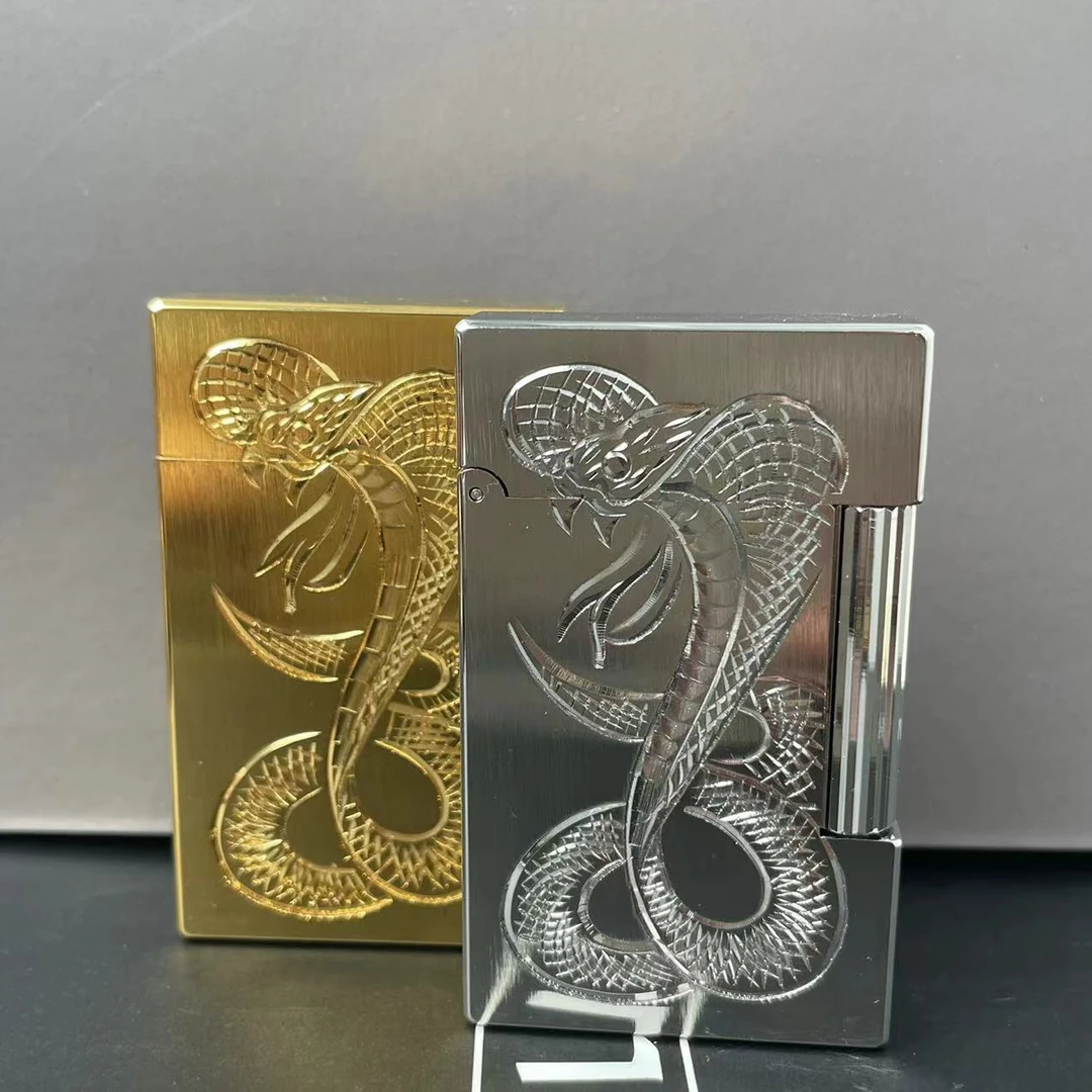 calories卡路眼镜蛇纯铜侧滑充气刚音朗声打火机男士个性时尚高端