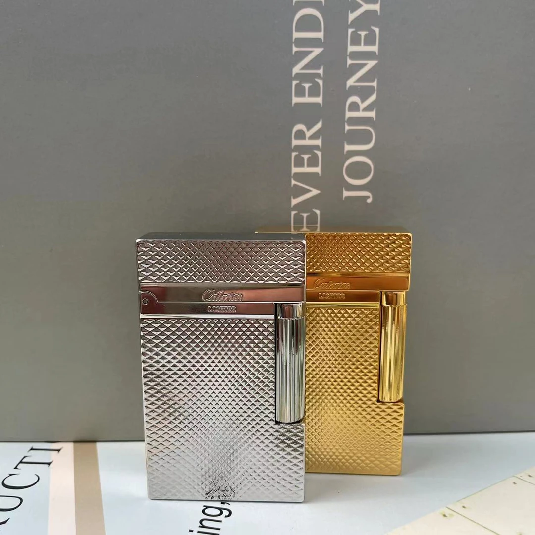 calories卡路豪金蛇纹纯铜充气侧滑刚音朗声打火机男士高档个性