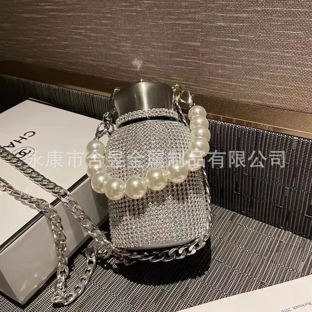 斜跨镶钻水杯大肚可爱保温杯网红便携小仙女钻杯抖音直播带货货源