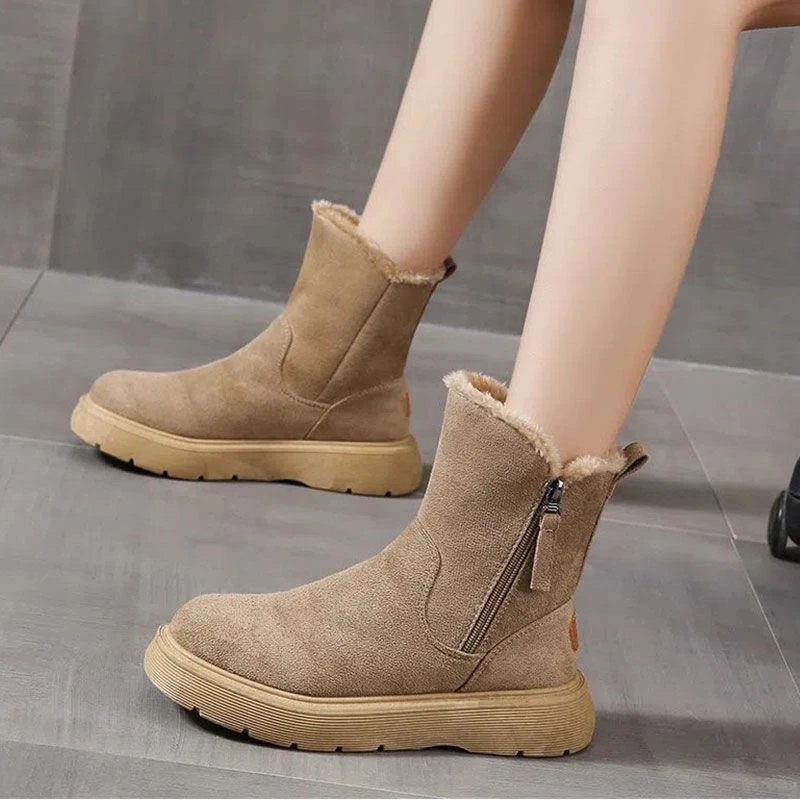 四季回力休闲雪地靴女冬季加绒加厚短靴2023新款皮毛一体防滑