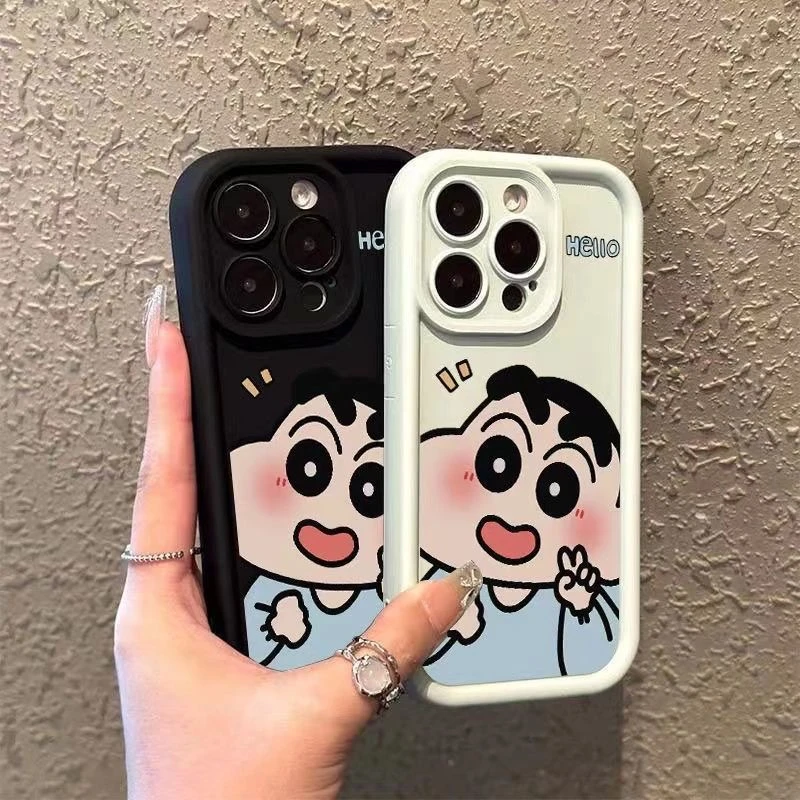 蓝衣小新苹果15/华为/OPPO/VIVO/小米创意全包防摔肤感硅胶保护套