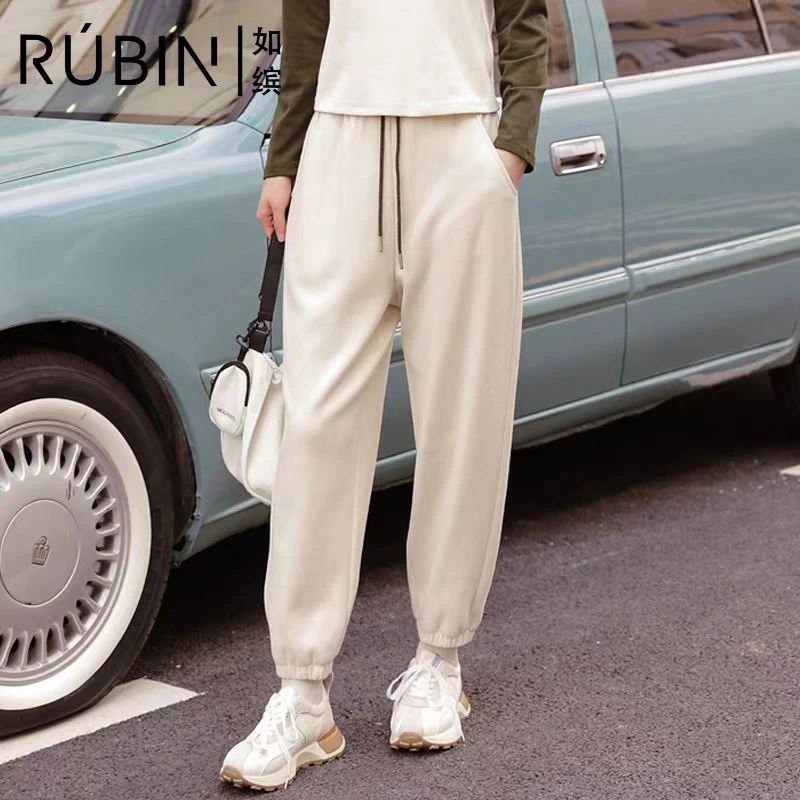 秋冬加厚灯笼休闲卫裤复古设计宽松保暖束脚裤