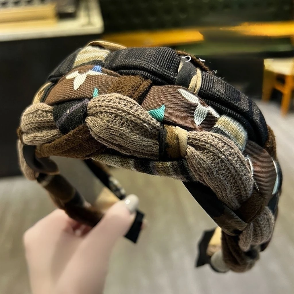 新款韩国发箍头窟辫子撞色克莱因蓝色系简约麻花发卡宽头箍显脸小