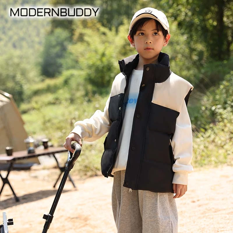 儿童羽绒马甲男童冬季新款中大童坎肩加厚羽绒宝宝女童背心外穿