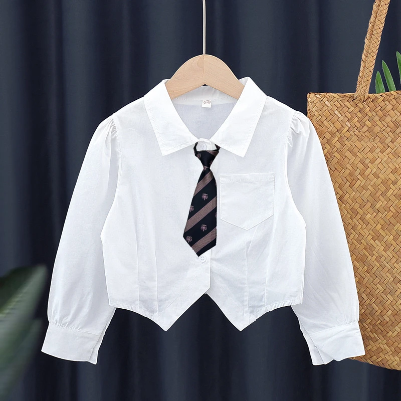 学生校服衬衫棉儿童白衬衣短板春秋款中大童小学生表演打底衫长袖